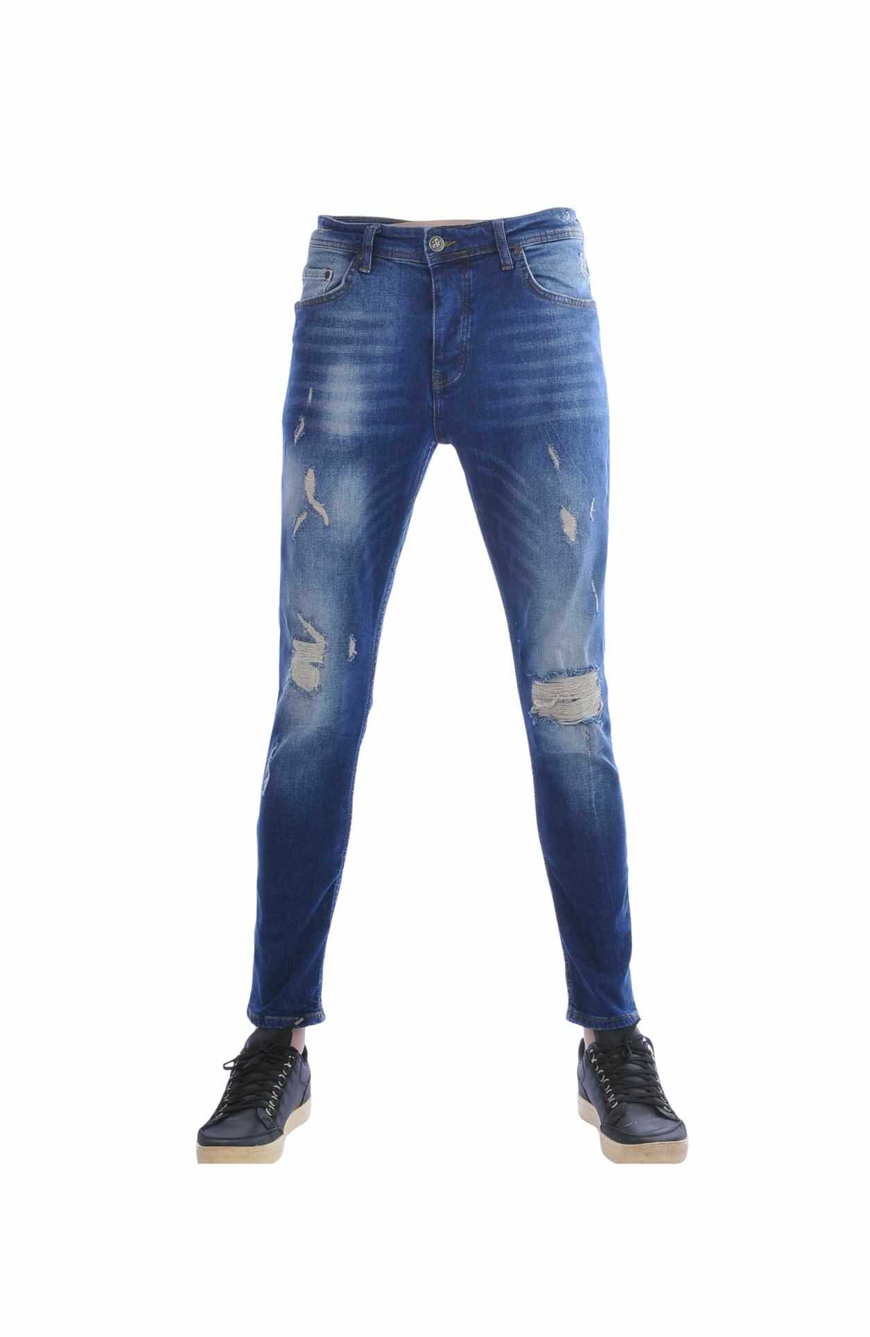 donkerblauwe heren jeans, slim fit stretch jeans heren, destroyed jeans heren, gescheurde jeans donkerblauw, streetwear jeans heren, moderne heren spijkerbroek, trendy slim fit denim, heren jeans met stretch, premium denim heren, urban jeans mannen, designer jeans heren, goedkoop heren jeans kopen, online heren jeans kopen, heren Kleding in Nijmegen, CHARRA, ZARA, COEF, CHASIN, WAM DENIM, dsquared2