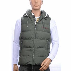 ICON2 heren bodywarmer khaki met capuchon en rits
