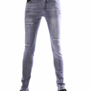 grijze skinny jeans heren met verfspetters