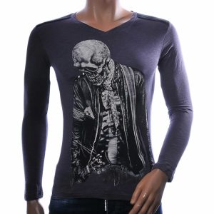 antraciet heren sweatshirt skull print slim fit
