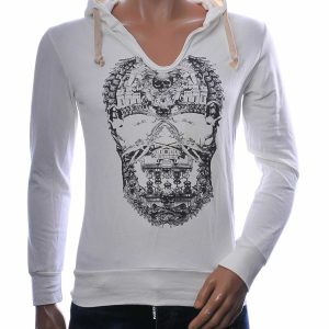 skull hoodie heren wit print