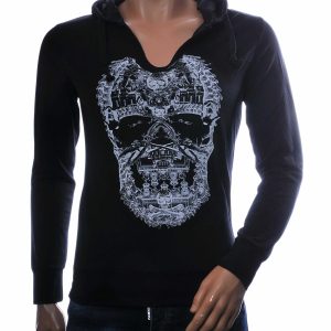 skull hoodie heren wit print