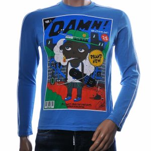 blauw sweatshirt heren met DAMN print