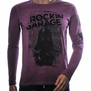 paars sweatshirt heren met rockin garage print