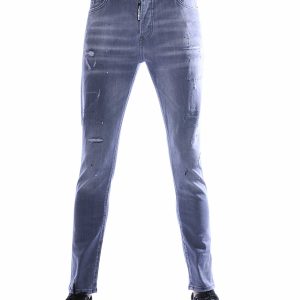 ICON2 Heren Jeans Slim Fit Grijs – Stretch Destroyed Denim Premium