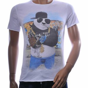 panda t shirt heren wit graphic print