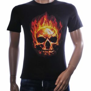 skull t-shirt heren zwart print