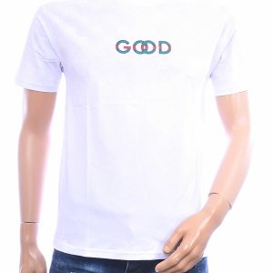 FLEX-STYLE F183 wit heren T-shirt met GOOD logo en moderne pasvorm