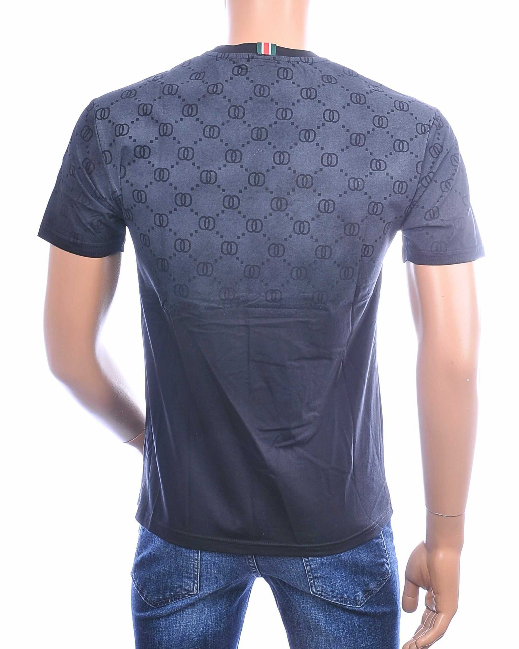 FLEX-STYLE F183 zwart heren T-shirt met geborduurd GOOD logo en all-over design