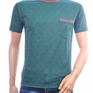 FLEX-STYLE F589 groen heren T-shirt met borstzak allover dessin
