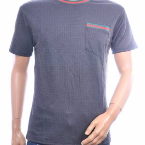 FLEX-STYLE F589 heren T-shirt zwart met borstzak modern fit allover patroon