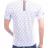 FLEX-STYLE F753 wit heren T-shirt achterzijde met Italiaanse kleurenstreep en allover dessin