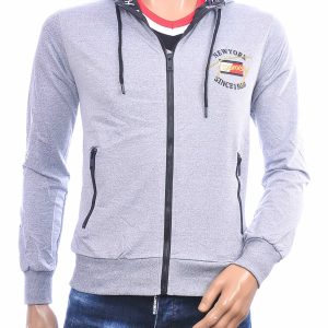 FLEX-STYLE heren vest met capuchon en ritssluiting grijs
