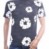 FLEX-TWO heren T-shirt met allover bloemen print en ronde hals