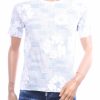 FLEX-TWO heren T-shirt met allover bloemen print en ronde hals