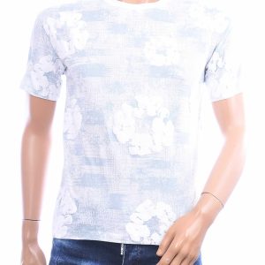 FLEX-TWO heren T-shirt met allover bloemen print en ronde hals