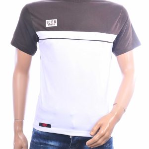 ICON PARIS heren T-shirt van CI-BORG in wit zwart en bruin kleur