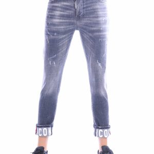 ICON2 antraciet zwarte slim fit heren jeans met stretch en gewassen details