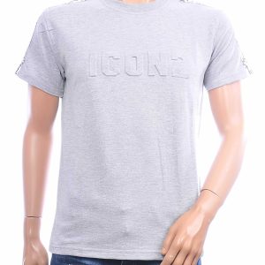 ICON2 heren T-shirt grijs met 3D logo en schouderdetails regular fit
