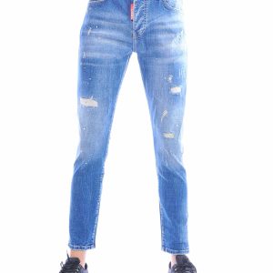 ICON2 Lichtblauwe Slim Fit Heren Jeans Stretch met Scheuren en Verfspetters