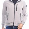 JUST KEY J983 heren softshell zomerjas beige met capuchon en ritssluiting voorkant