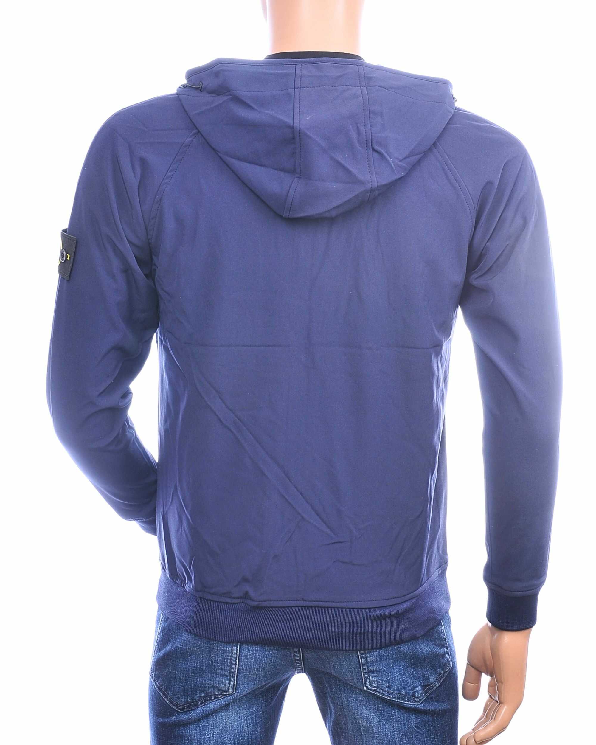 JUST KEY heren zomerjas donkerblauw J102 achterkant met capuchon en elastische boorden