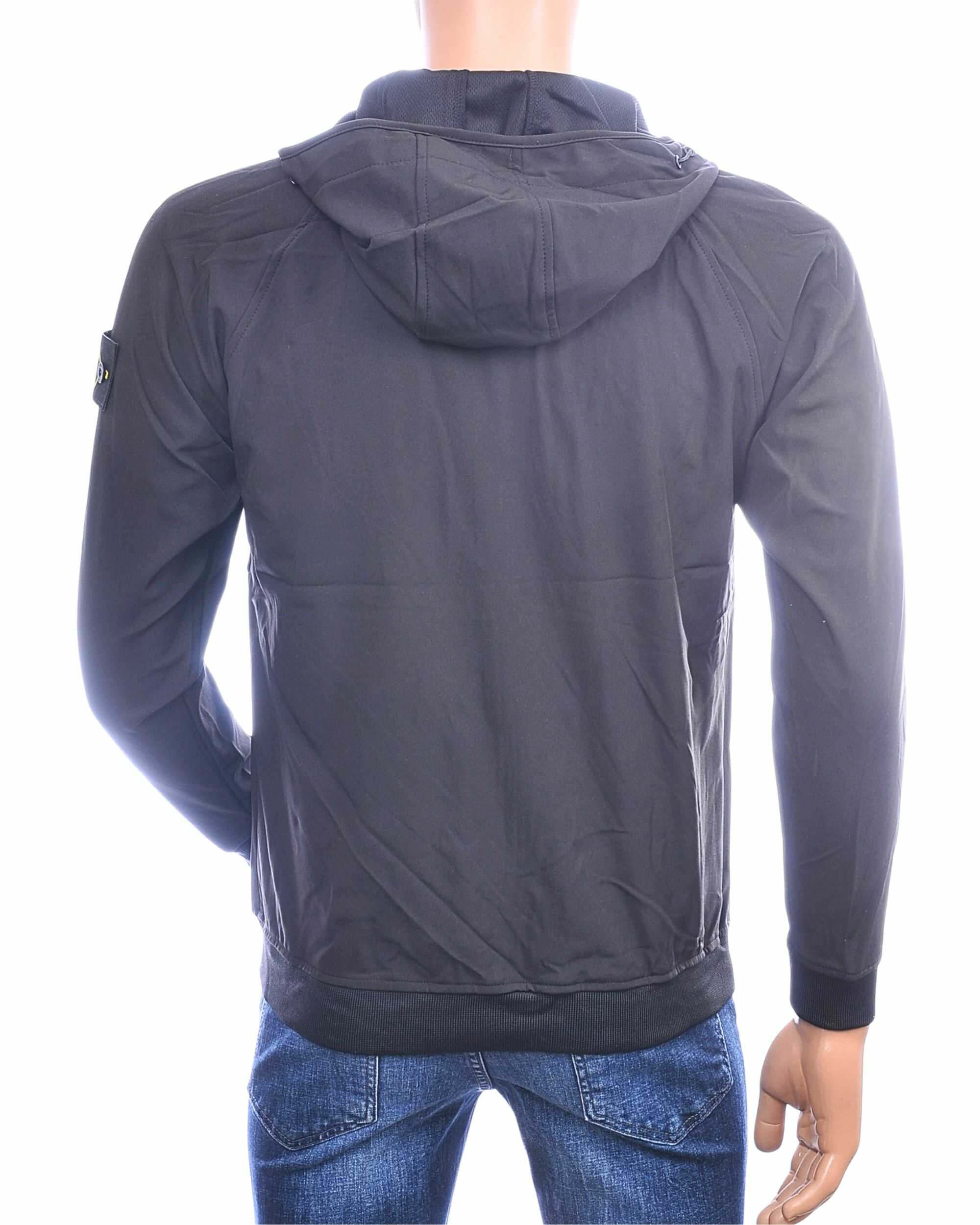 JUST KEY zwarte heren zomerjas J102 achterkant met capuchon