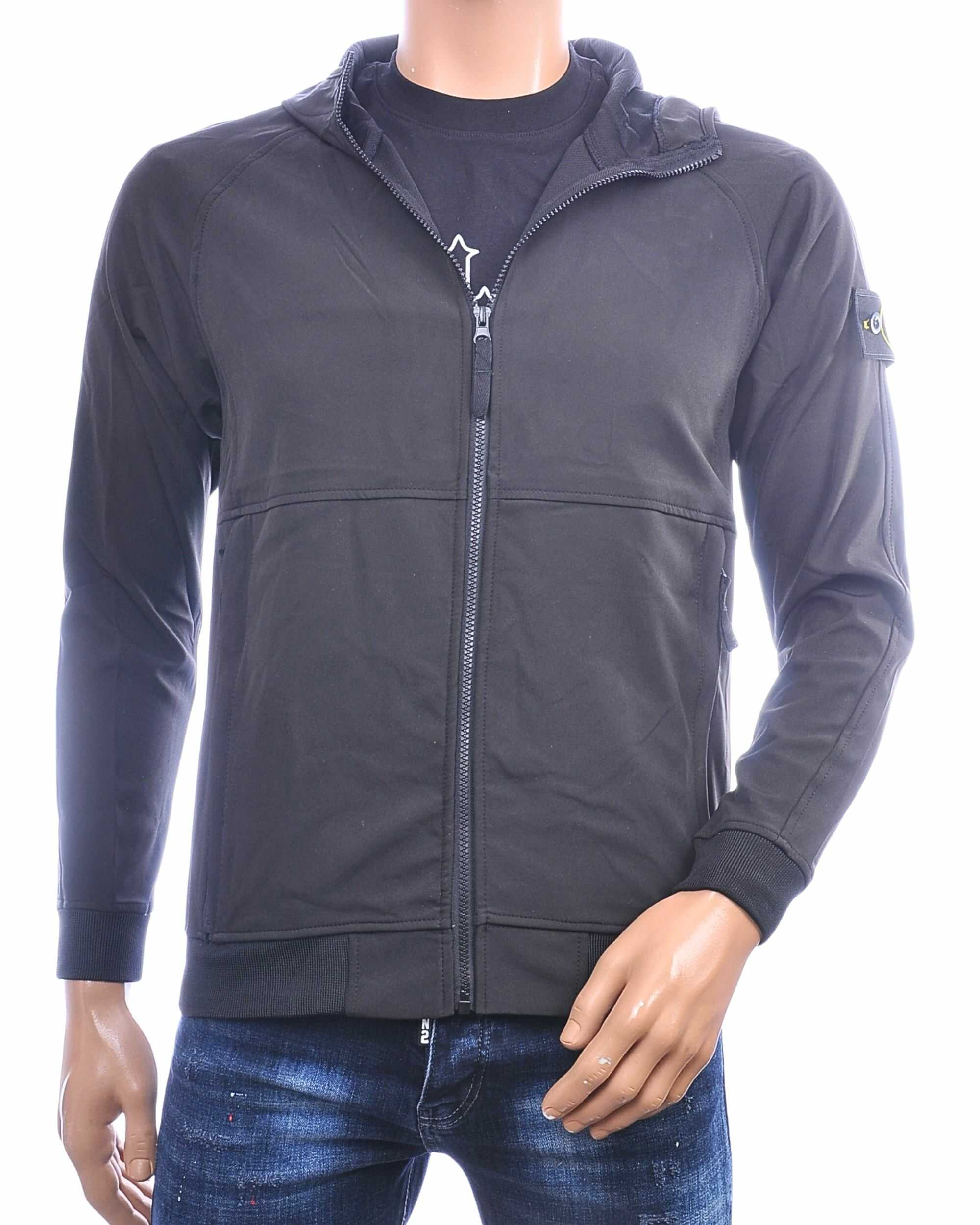 JUST KEY zomerjas heren zwart J102 met capuchon en ritssluiting modern fit