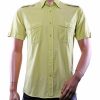 CORRINO appelgroen korte mouw overhemd heren Slim Fit van 100% katoen met twee borstzakken en verborgen Button Down-kraag