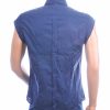 Achterkant van KUSS Man Fashion Slim Fit mouwloos overhemd donkerblauw met getailleerde Italiaanse pasvorm