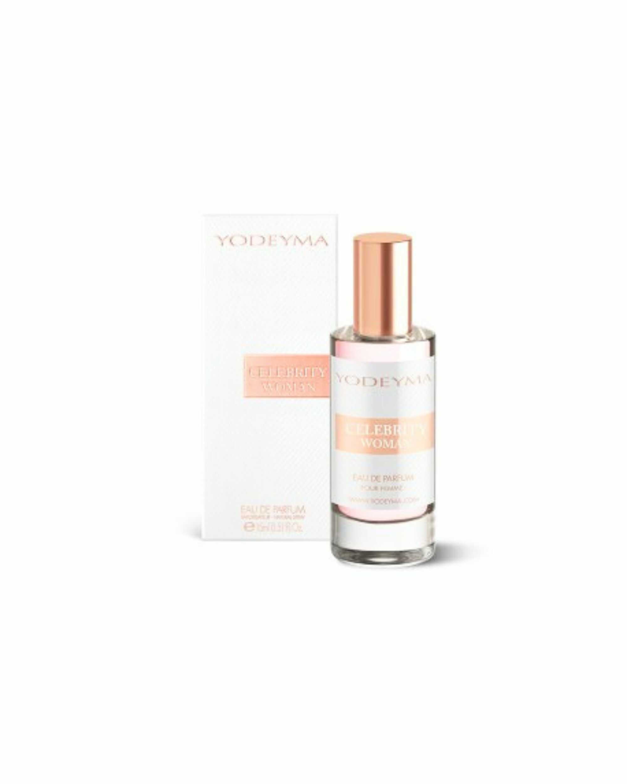 YODEYMA Celebrity Woman Eau de Parfum voor dames met zwarte bes, iris en patchouli verkrijgbaar in 15 ml, 50 ml en 100 ml.
