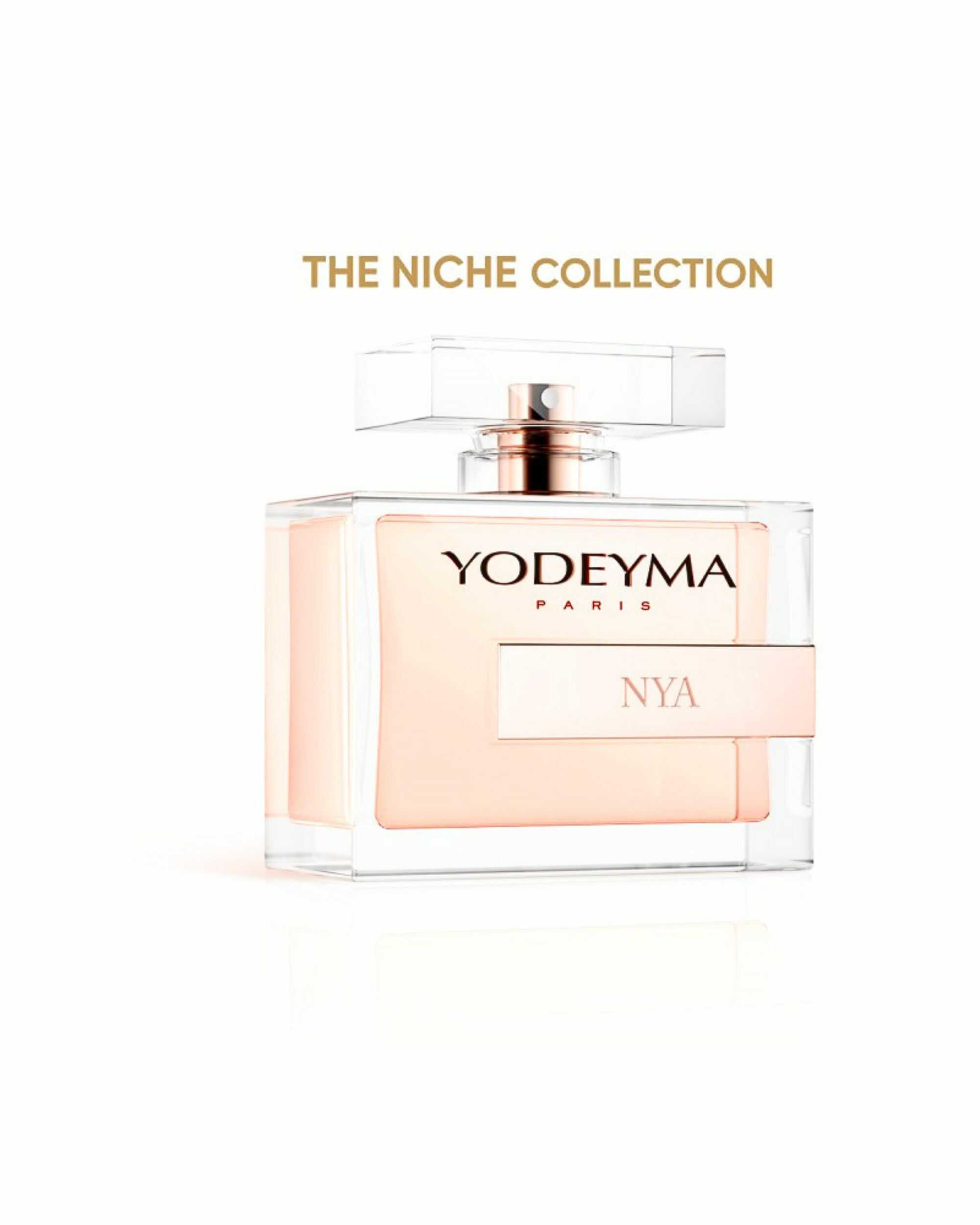 Achterzijde van YODEYMA NYA Oriental Vanilla Eau de Parfum uit The Niche Collection met luxe verpakking