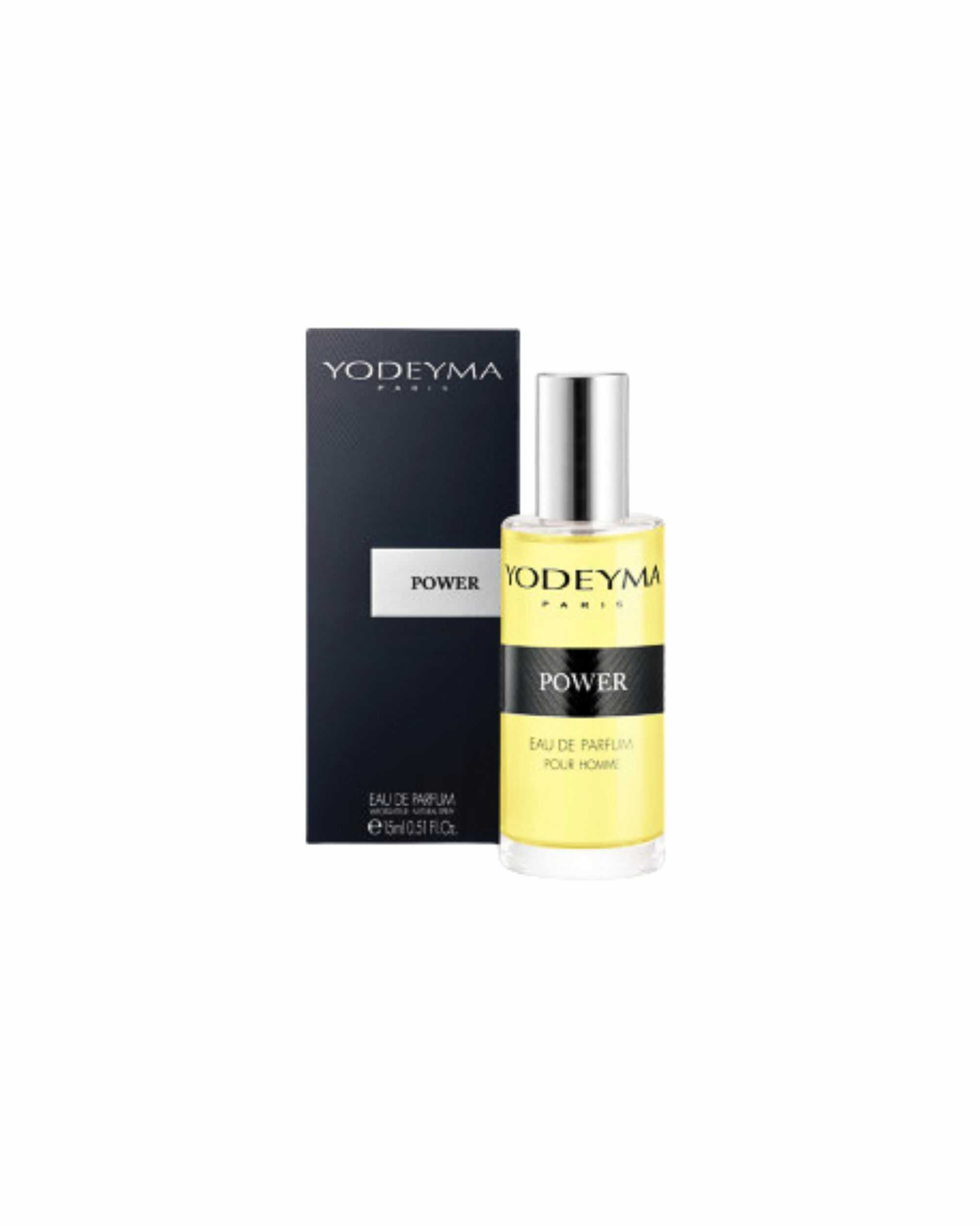 YODEYMA Power parfum voor heren met grapefruit, kaneel en patchouli verkrijgbaar in 15 ml, 50 ml en 100 ml bij CHARRA Nijmegen.
