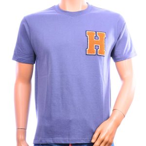 BRAAZI heren T-shirt antraciet met oranje geborduurde H-badge van 100% katoen.
