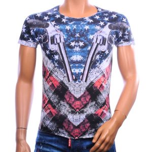 CE&CE Amerikaanse Vlag T-shirt Heren Slim Fit Donkerblauw – Italiaanse Streetwear
