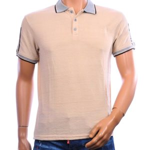 CI-BORG heren polo beige regular fit met grijze polokraag en geborduurde badge – herenmode Nijmegen