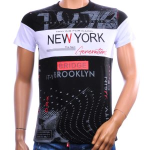 CI-BORG New York T-shirt heren zwart slim fit met Brooklyn-print en 1976-opdruk