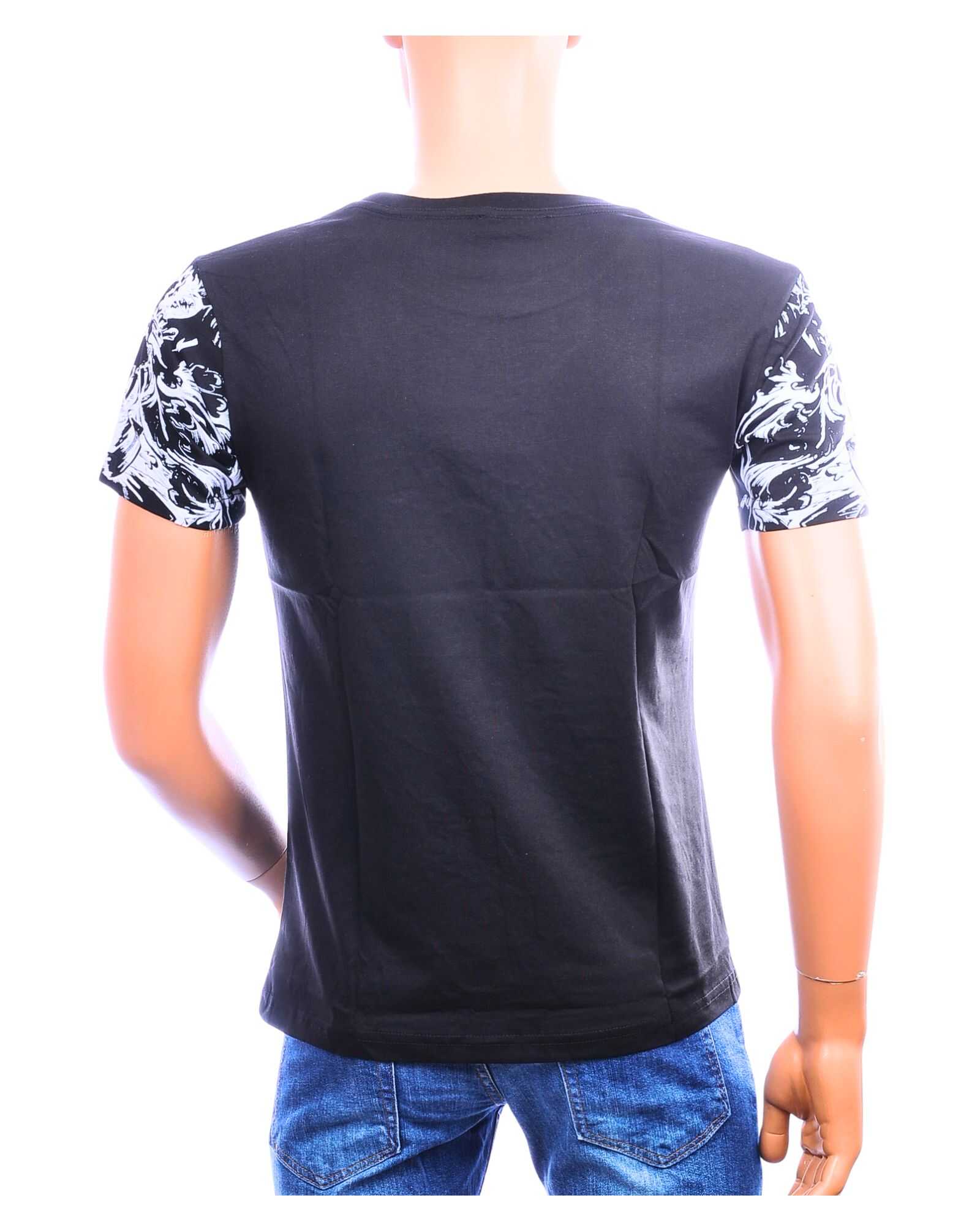 Achterkant zwart CI-BORG heren T-shirt regular fit met contrasterende mouwen