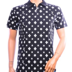 CONTOUR zwarte heren polo met print en ritssluiting – polo heren Nijmegen
