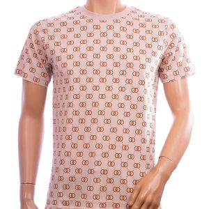 CONTOUR heren T-shirt met print beige regular fit van 100% katoen – voorkant