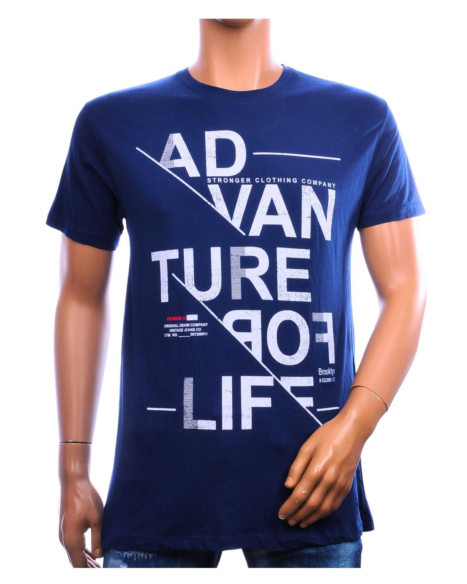 Daniel & Jones heren T-shirt donkerblauw met witte Adventure For Life print