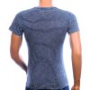 DRAGSTER gestreept heren T-shirt donkerblauw achterkant met metalen logolabel