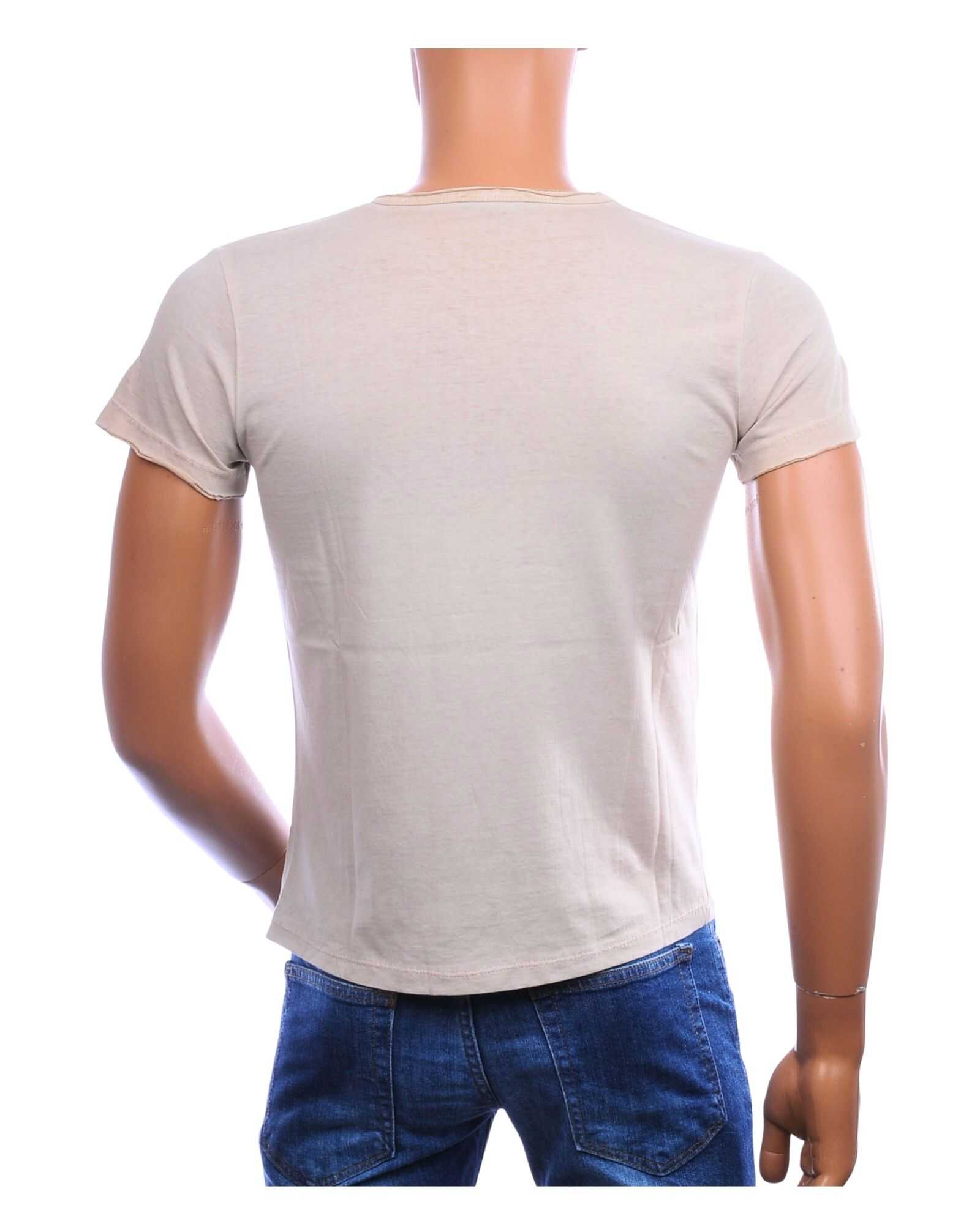 Achterkant EMI MAY heren T-shirt beige vintage regular fit