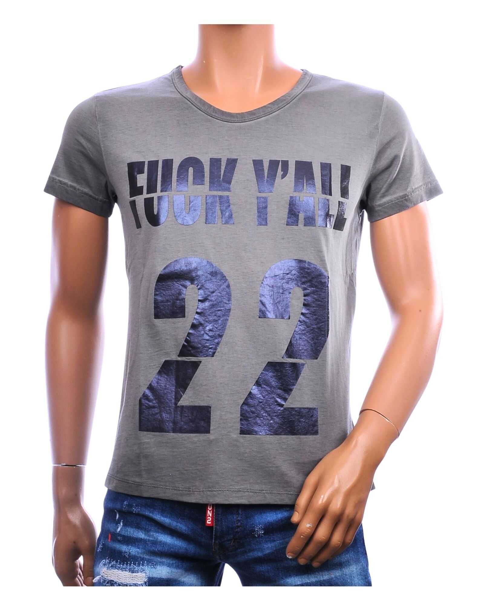 EMI MAY vintage T-shirt heren antraciet met donkere 22 statementprint