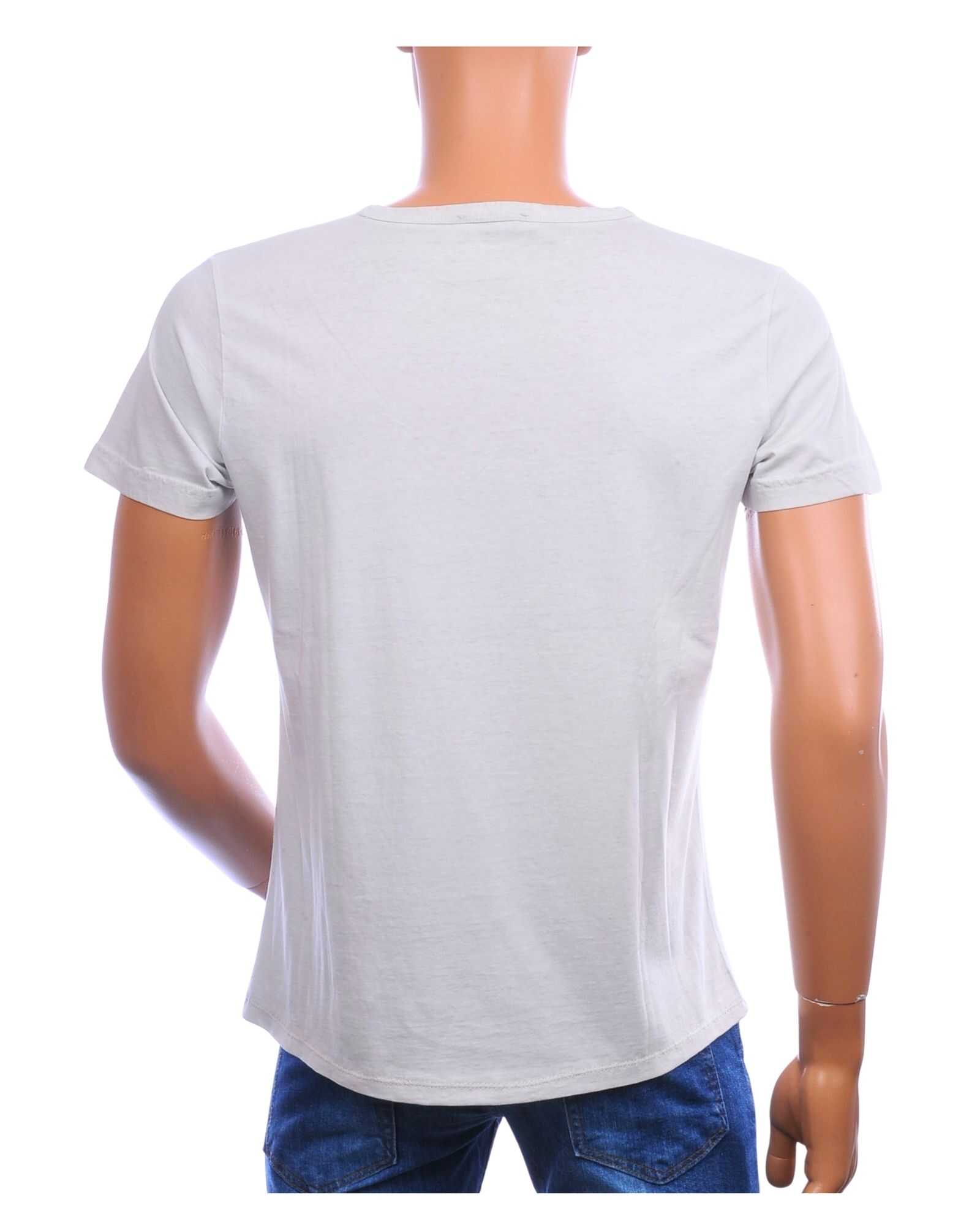 Achterkant EMI MAY vintage T-shirt heren beige regular fit