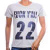 EMI MAY vintage T-shirt heren beige met donkere 22 statementprint