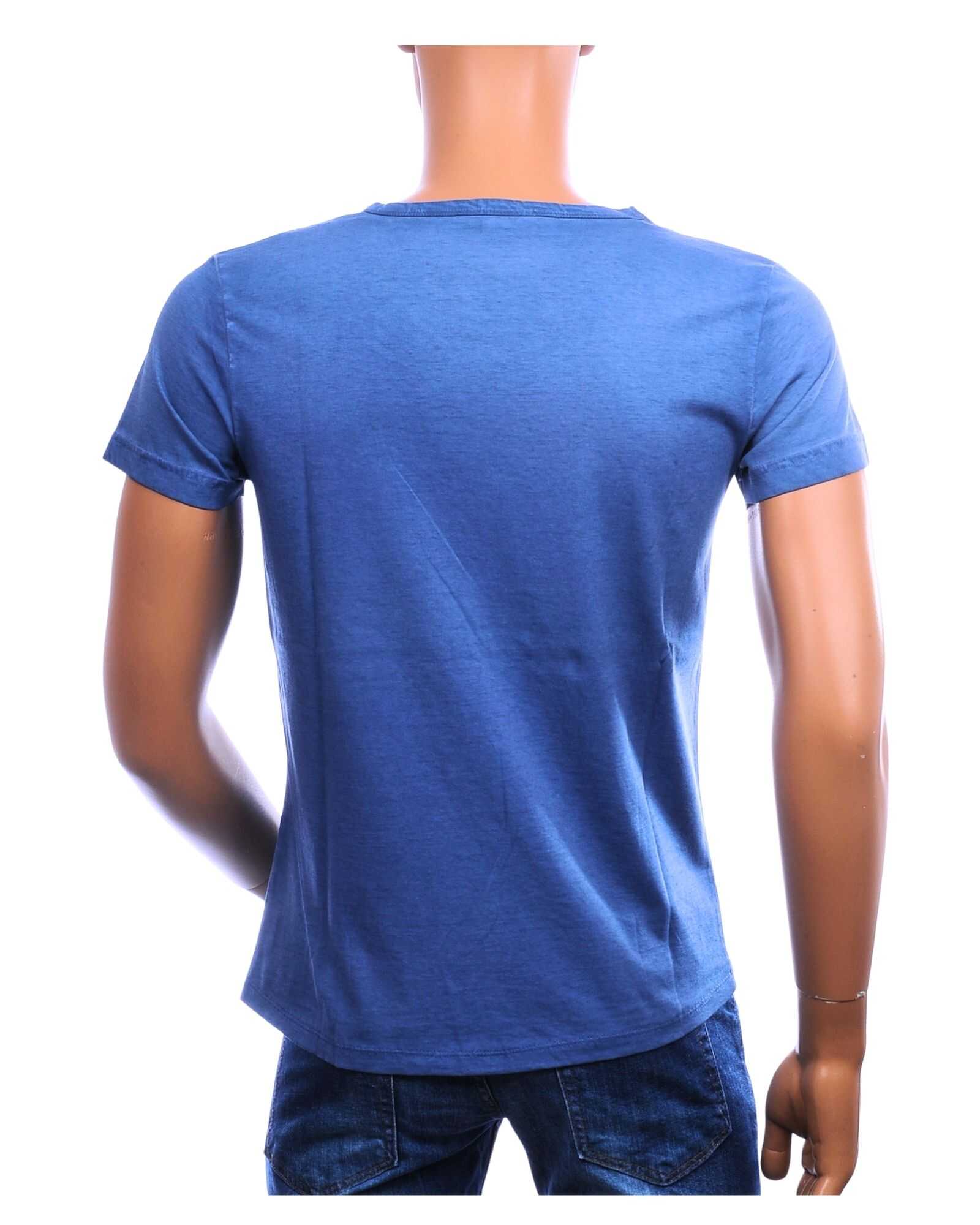 Achterkant EMI MAY vintage T-shirt heren blauw regular fit