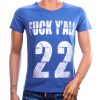 EMI MAY vintage T-shirt heren blauw met zilverkleurige 22 statementprint