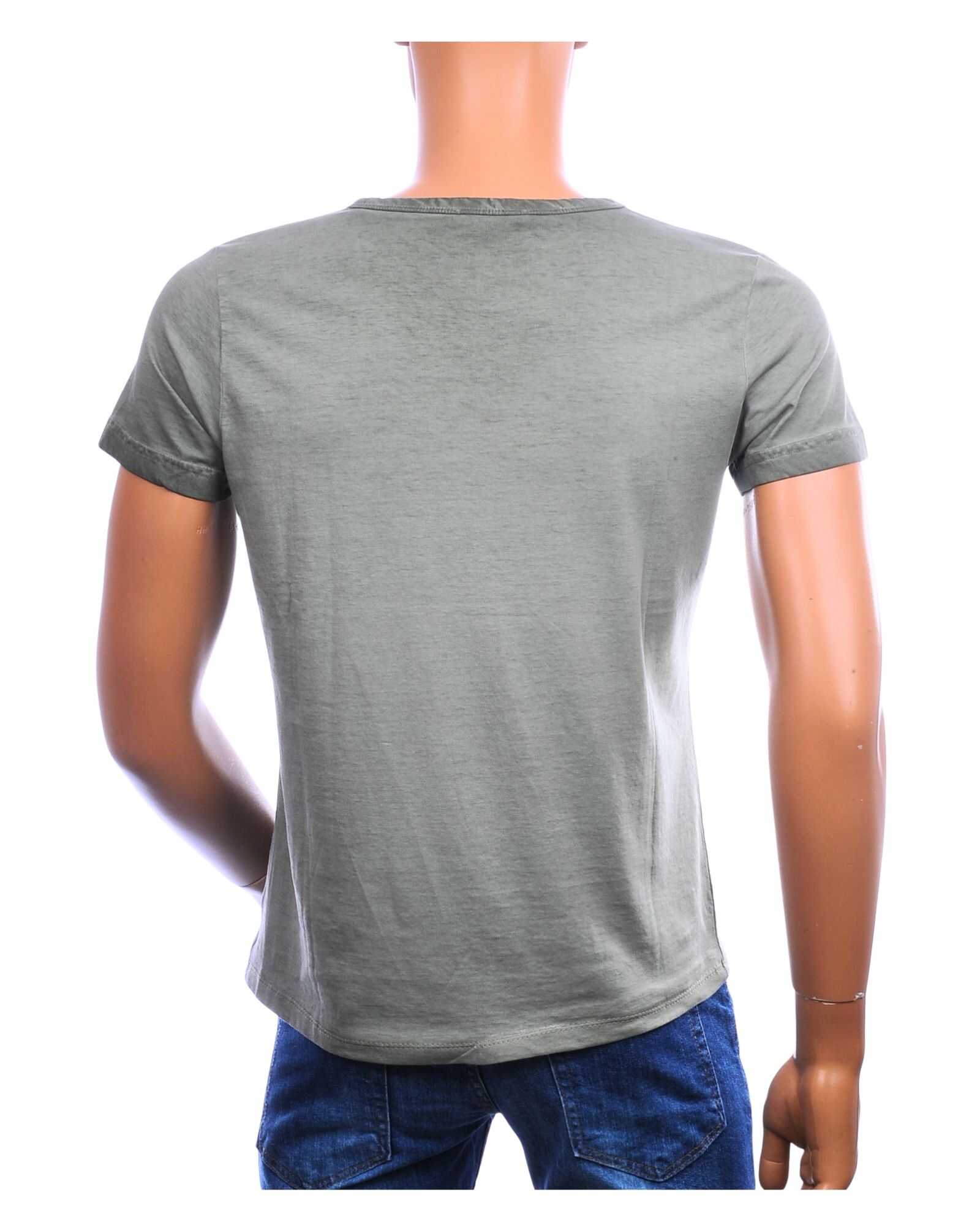Achterkant EMI MAY vintage T-shirt heren khaki regular fit