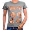 EMI MAY vintage T-shirt heren khaki met goudkleurige 22 statementprint
